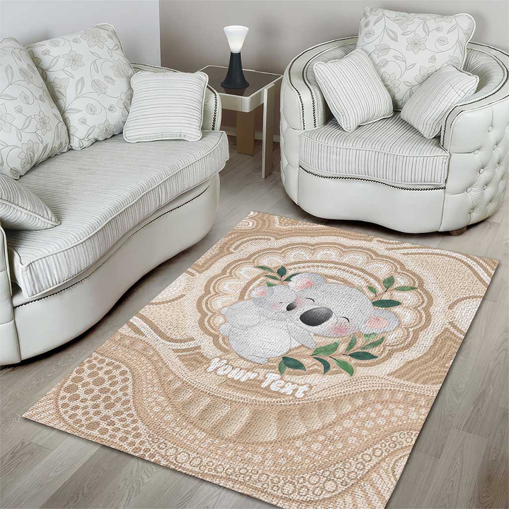 Koala Mum Australia Mother's Day Personalised Area Rug Beige Aboriginal Art