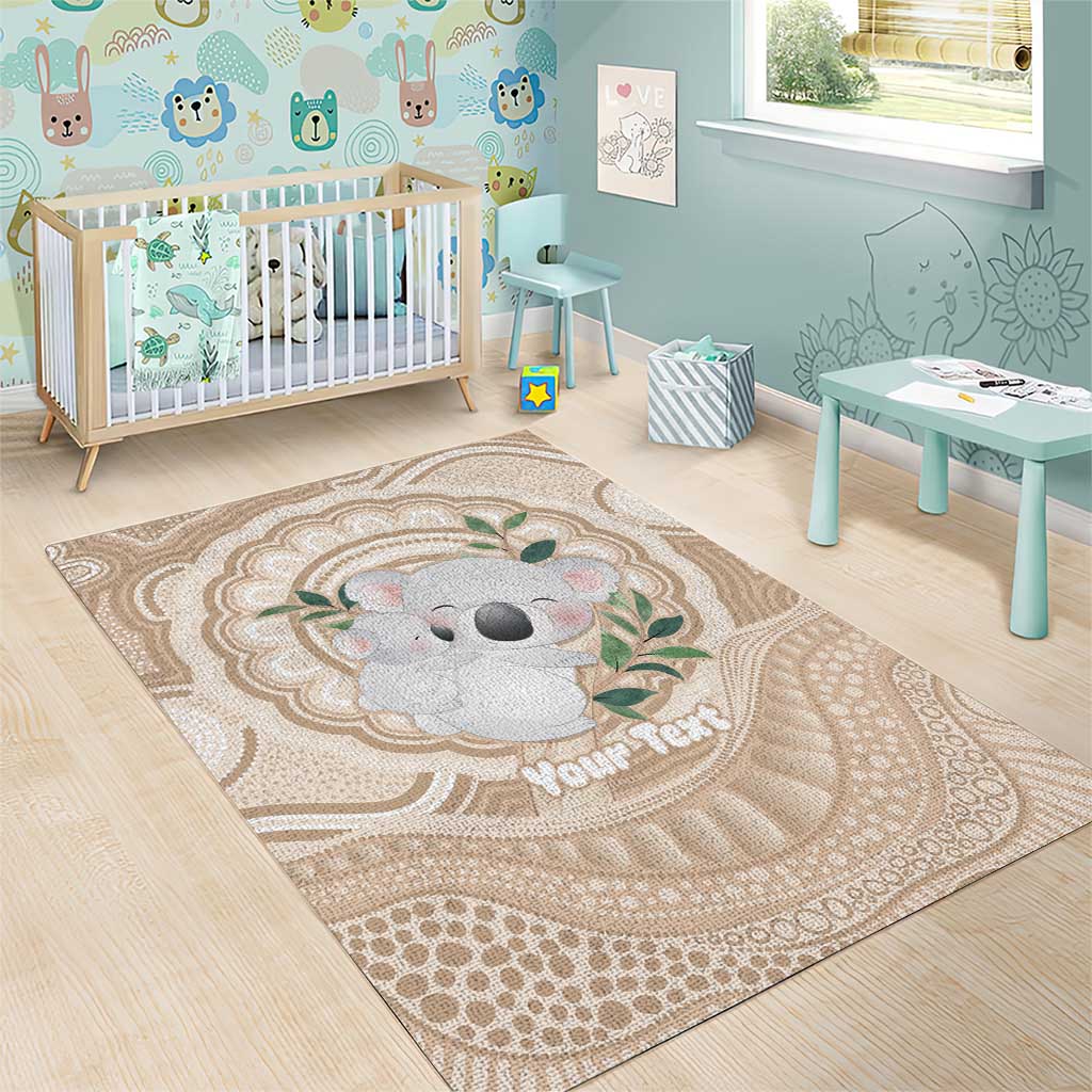 Koala Mum Australia Mother's Day Personalised Area Rug Beige Aboriginal Art