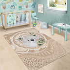 Koala Mum Australia Mother's Day Personalised Area Rug Beige Aboriginal Art