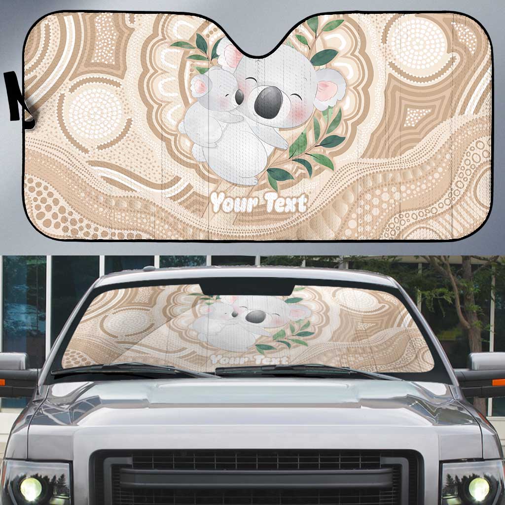 Koala Mum Australia Mother's Day Personalised Auto Sun Shade Beige Aboriginal Art