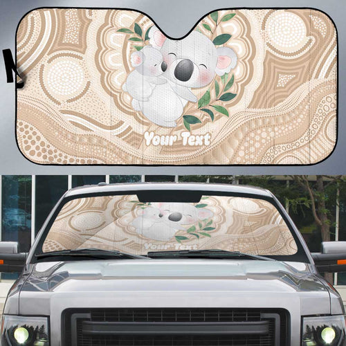 Koala Mum Australia Mother's Day Personalised Auto Sun Shade Beige Aboriginal Art
