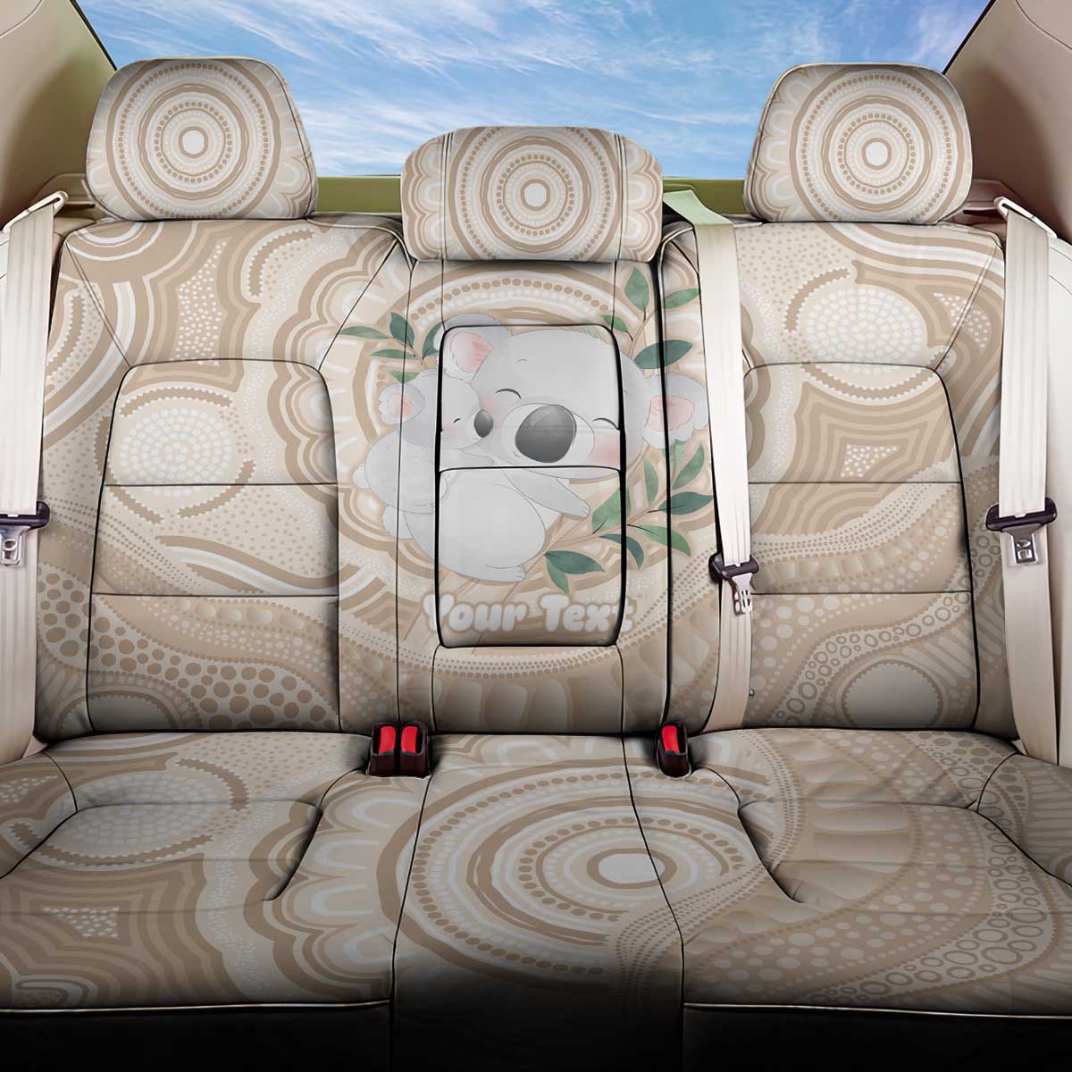 Koala Mum Australia Mother's Day Personalised Back Car Seat Cover Beige Aboriginal Art