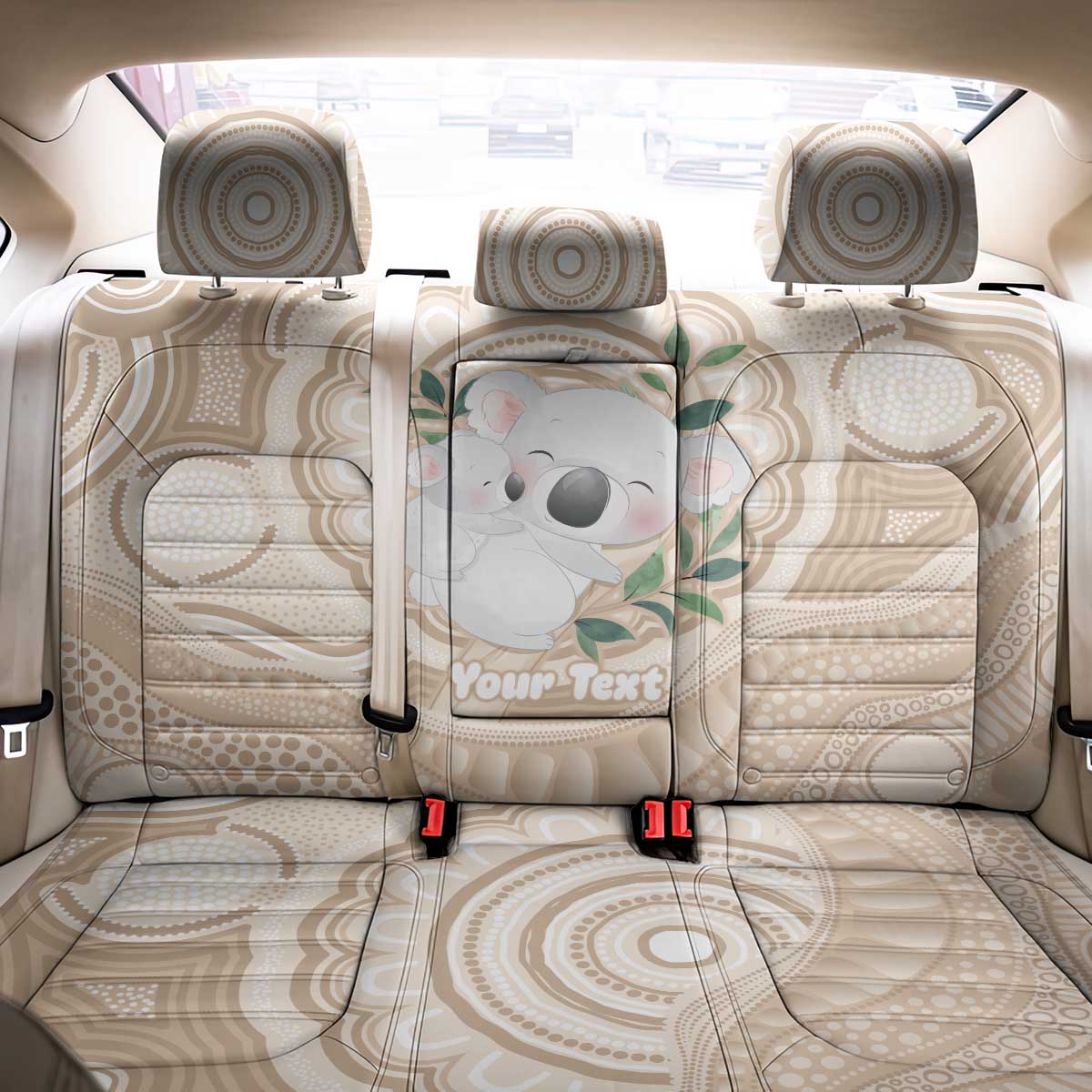 Koala Mum Australia Mother's Day Personalised Back Car Seat Cover Beige Aboriginal Art