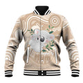 Koala Mum Australia Mother's Day Personalised Baseball Jacket Beige Aboriginal Art