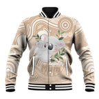 Koala Mum Australia Mother's Day Personalised Baseball Jacket Beige Aboriginal Art