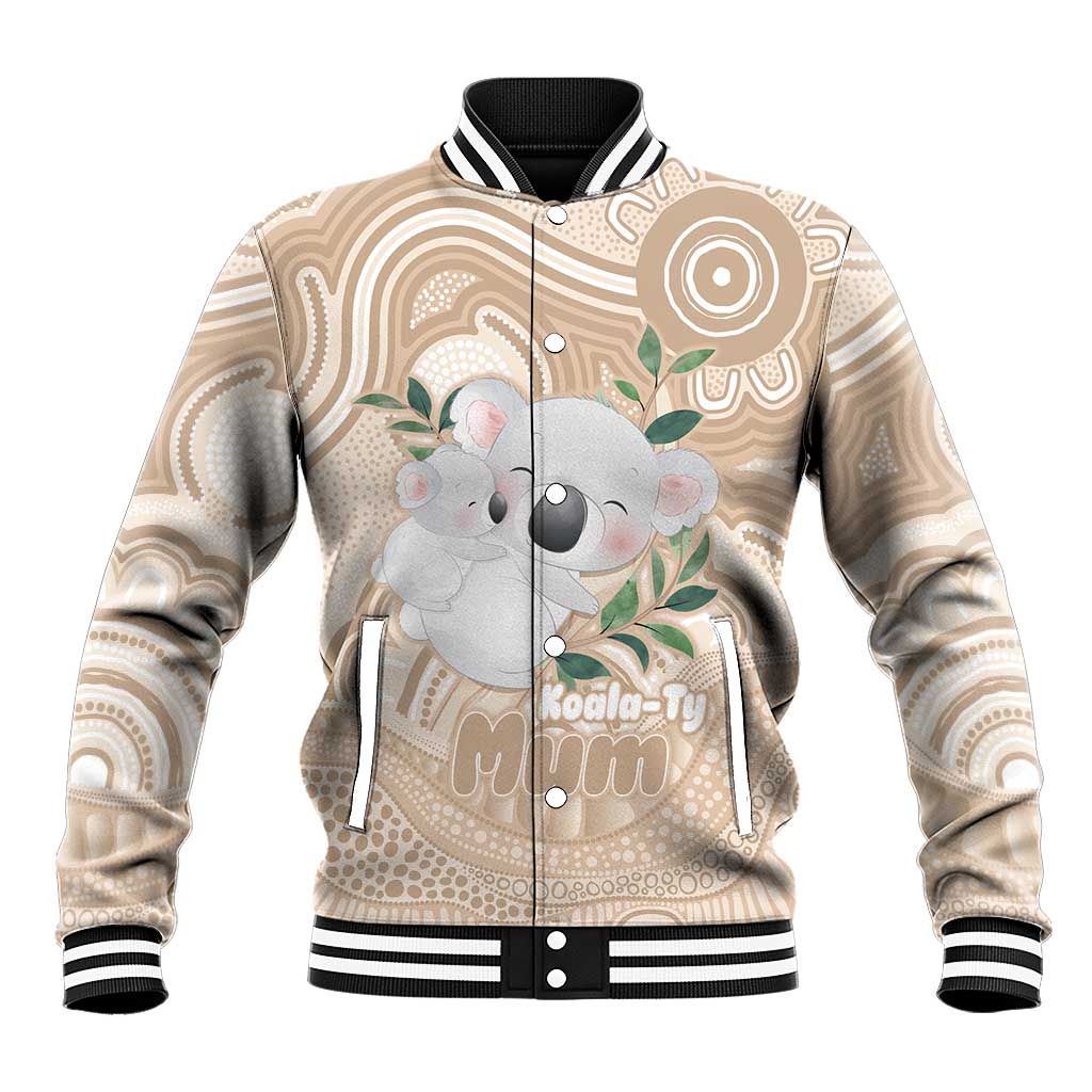 Koala Mum Australia Mother's Day Personalised Baseball Jacket Beige Aboriginal Art