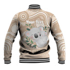 Koala Mum Australia Mother's Day Personalised Baseball Jacket Beige Aboriginal Art