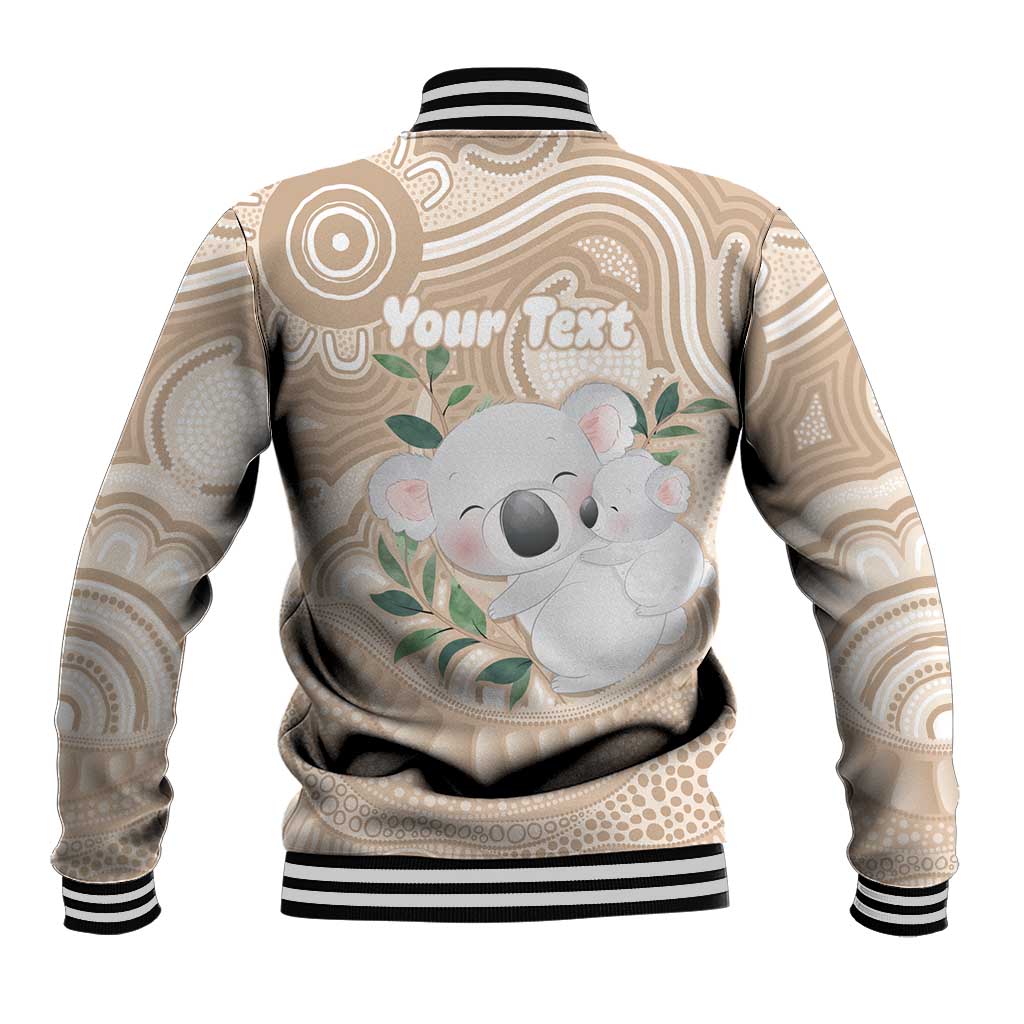 Koala Mum Australia Mother's Day Personalised Baseball Jacket Beige Aboriginal Art
