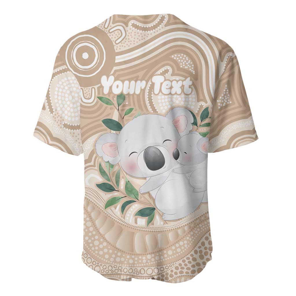 Koala Mum Australia Mother's Day Personalised Baseball Jersey Beige Aboriginal Art