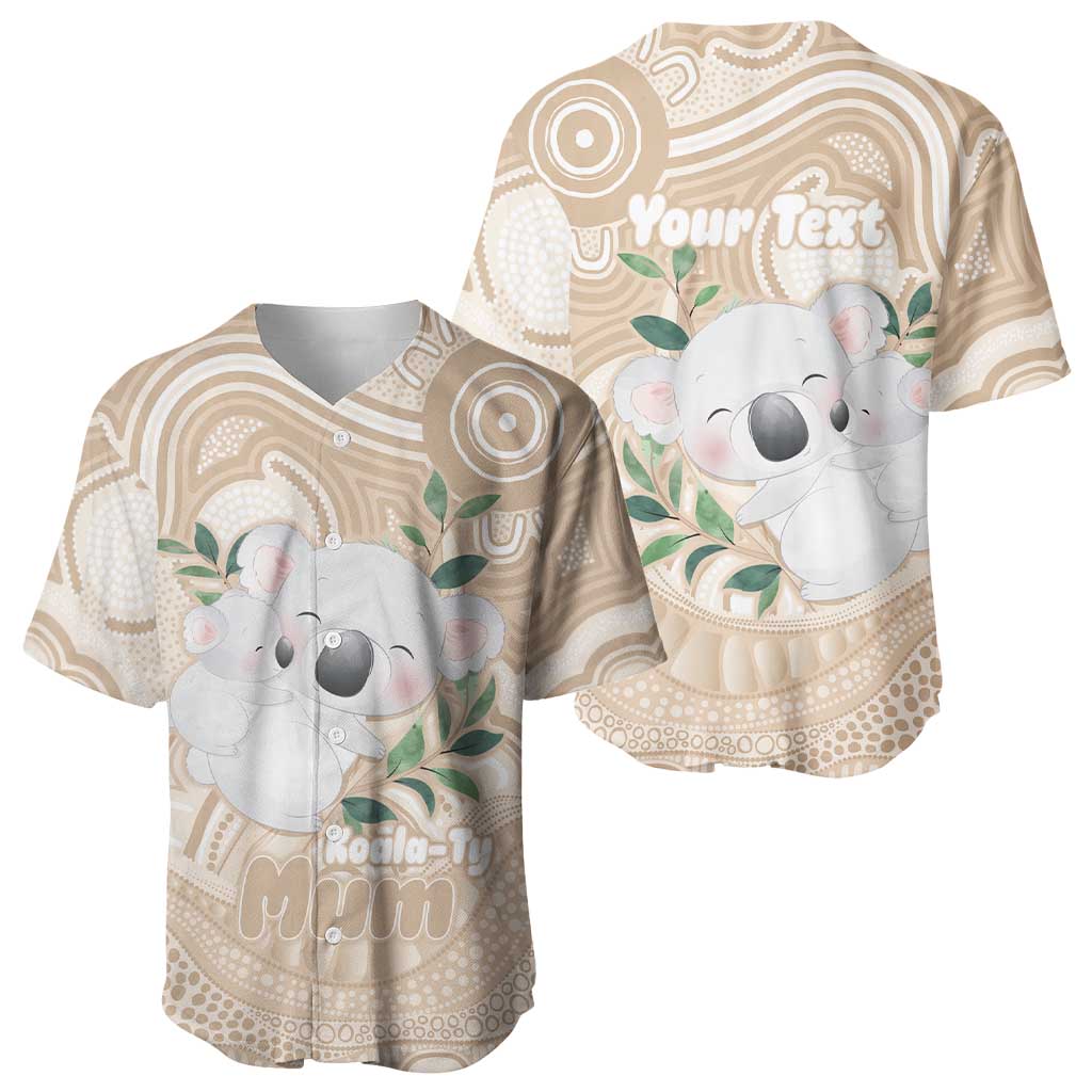 Koala Mum Australia Mother's Day Personalised Baseball Jersey Beige Aboriginal Art