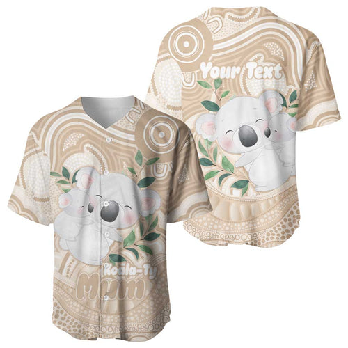 Koala Mum Australia Mother's Day Personalised Baseball Jersey Beige Aboriginal Art