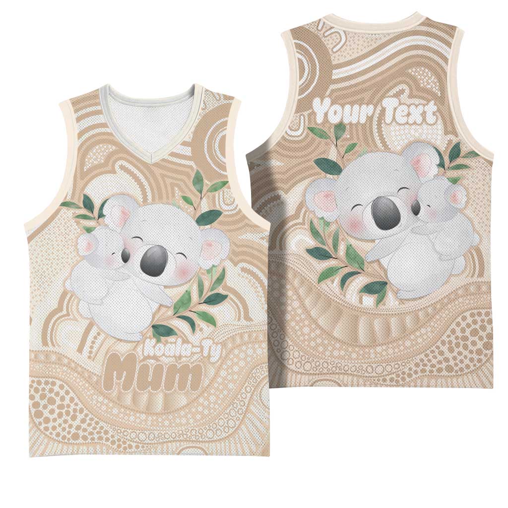 Koala Mum Australia Mother's Day Personalised Basketball Jersey Beige Aboriginal Art
