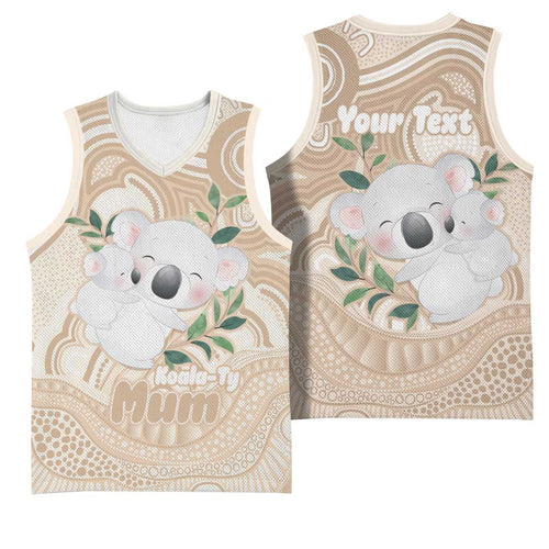 Koala Mum Australia Mother's Day Personalised Basketball Jersey Beige Aboriginal Art