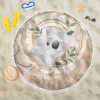 Koala Mum Australia Mother's Day Personalised Beach Blanket Beige Aboriginal Art