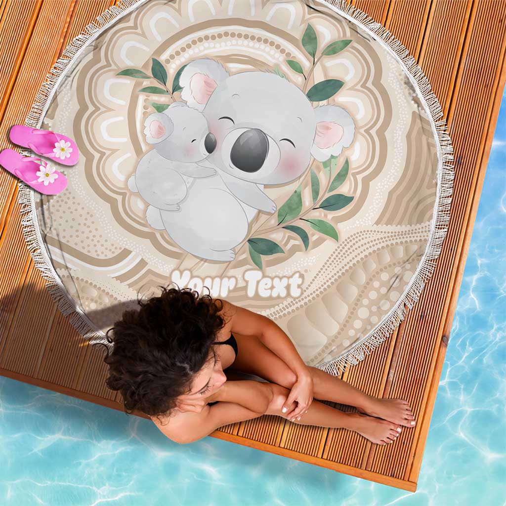 Koala Mum Australia Mother's Day Personalised Beach Blanket Beige Aboriginal Art