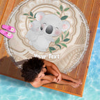 Koala Mum Australia Mother's Day Personalised Beach Blanket Beige Aboriginal Art