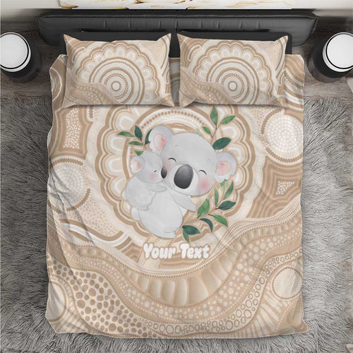 Koala Mum Australia Mother's Day Personalised Bedding Set Beige Aboriginal Art