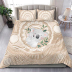 Koala Mum Australia Mother's Day Personalised Bedding Set Beige Aboriginal Art