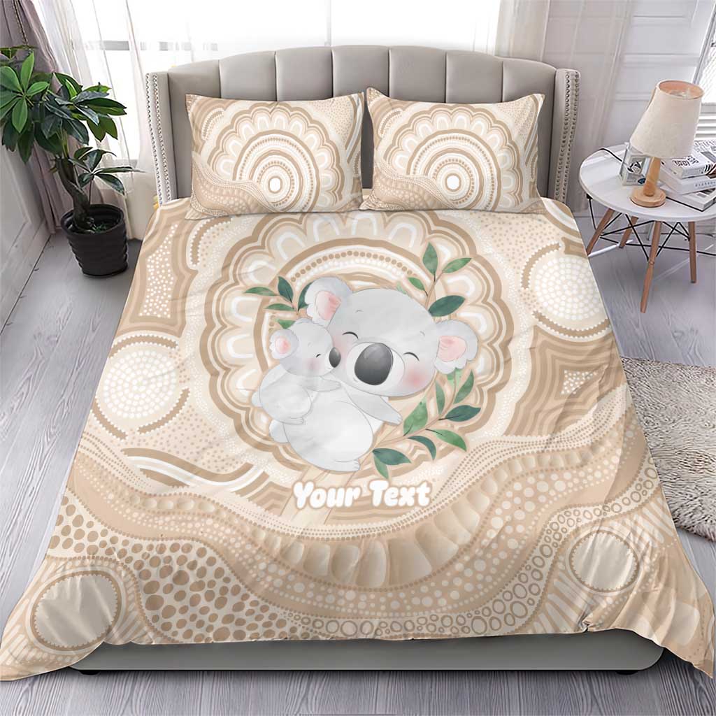 Koala Mum Australia Mother's Day Personalised Bedding Set Beige Aboriginal Art