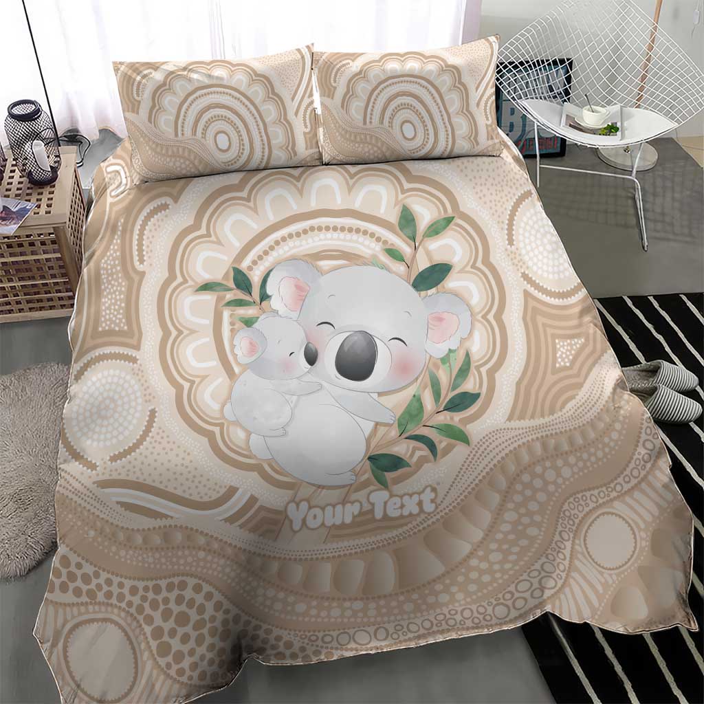 Koala Mum Australia Mother's Day Personalised Bedding Set Beige Aboriginal Art