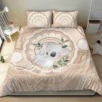 Koala Mum Australia Mother's Day Personalised Bedding Set Beige Aboriginal Art