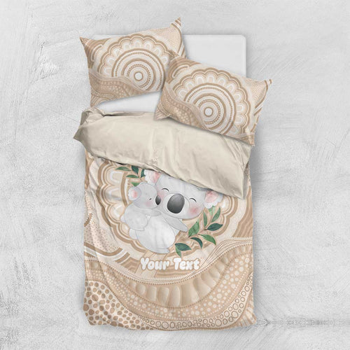 Koala Mum Australia Mother's Day Personalised Bedding Set Beige Aboriginal Art