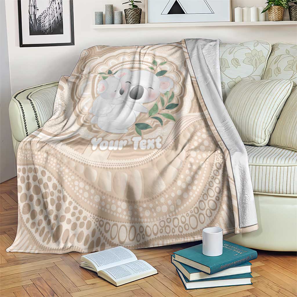 Koala Mum Australia Mother's Day Personalised Blanket Beige Aboriginal Art