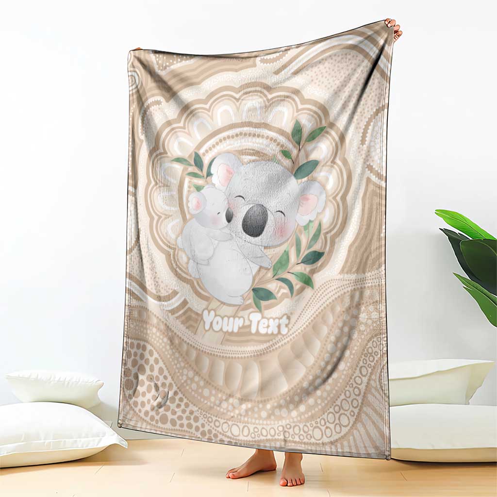 Koala Mum Australia Mother's Day Personalised Blanket Beige Aboriginal Art