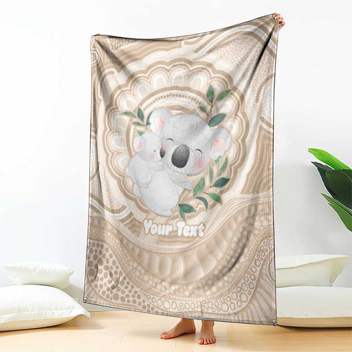Koala Mum Australia Mother's Day Personalised Blanket Beige Aboriginal Art