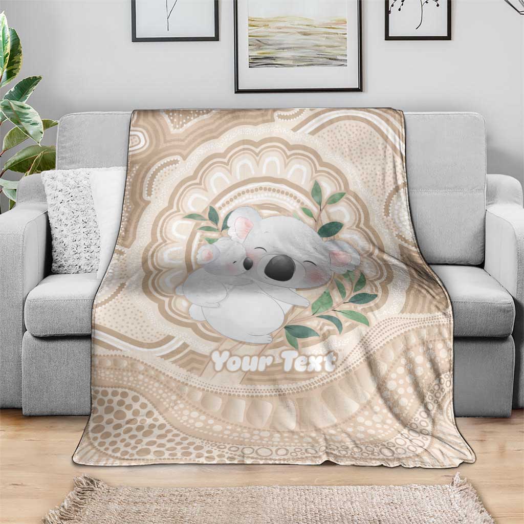 Koala Mum Australia Mother's Day Personalised Blanket Beige Aboriginal Art