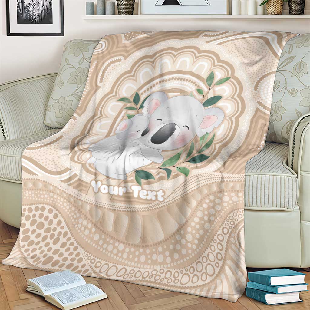 Koala Mum Australia Mother's Day Personalised Blanket Beige Aboriginal Art