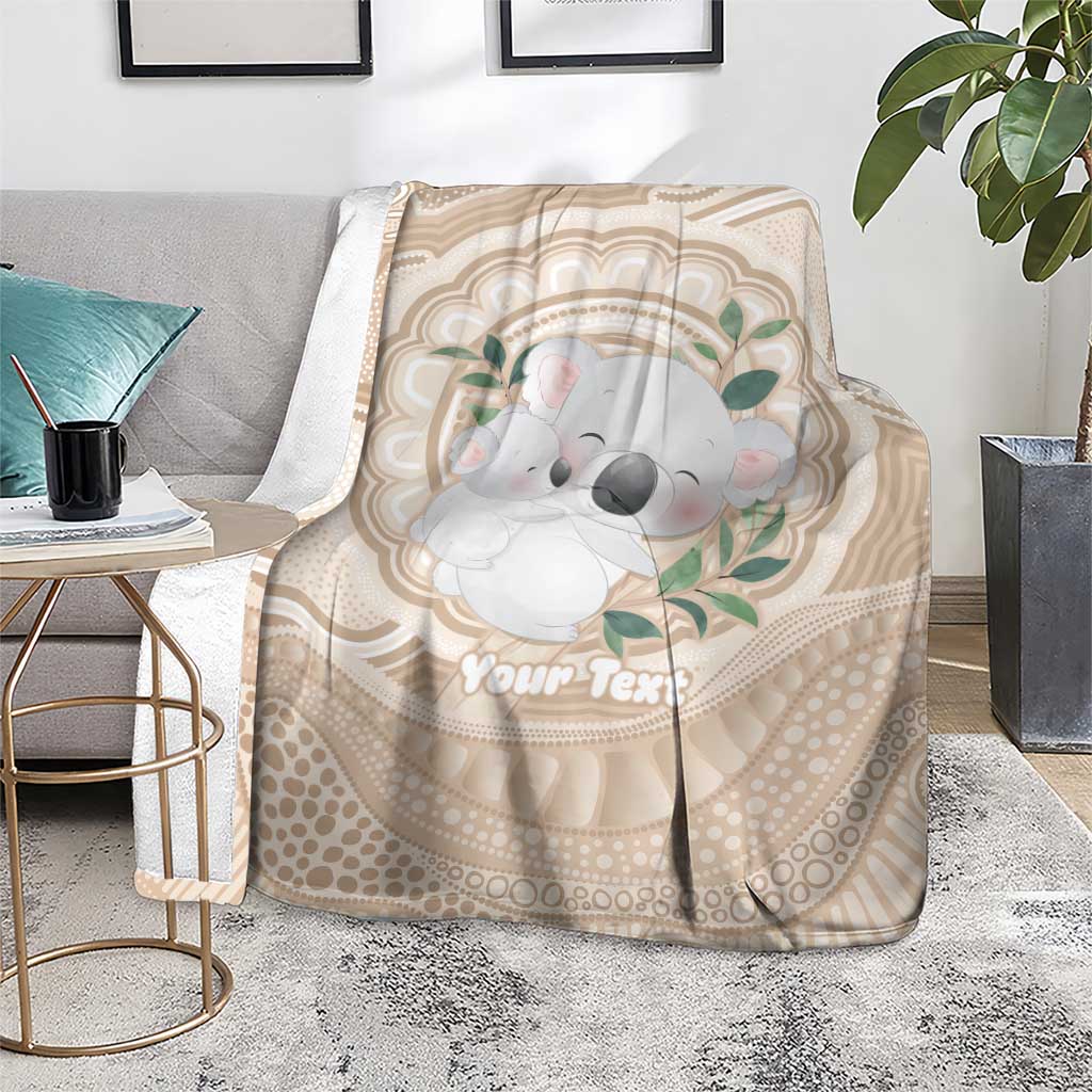 Koala Mum Australia Mother's Day Personalised Blanket Beige Aboriginal Art