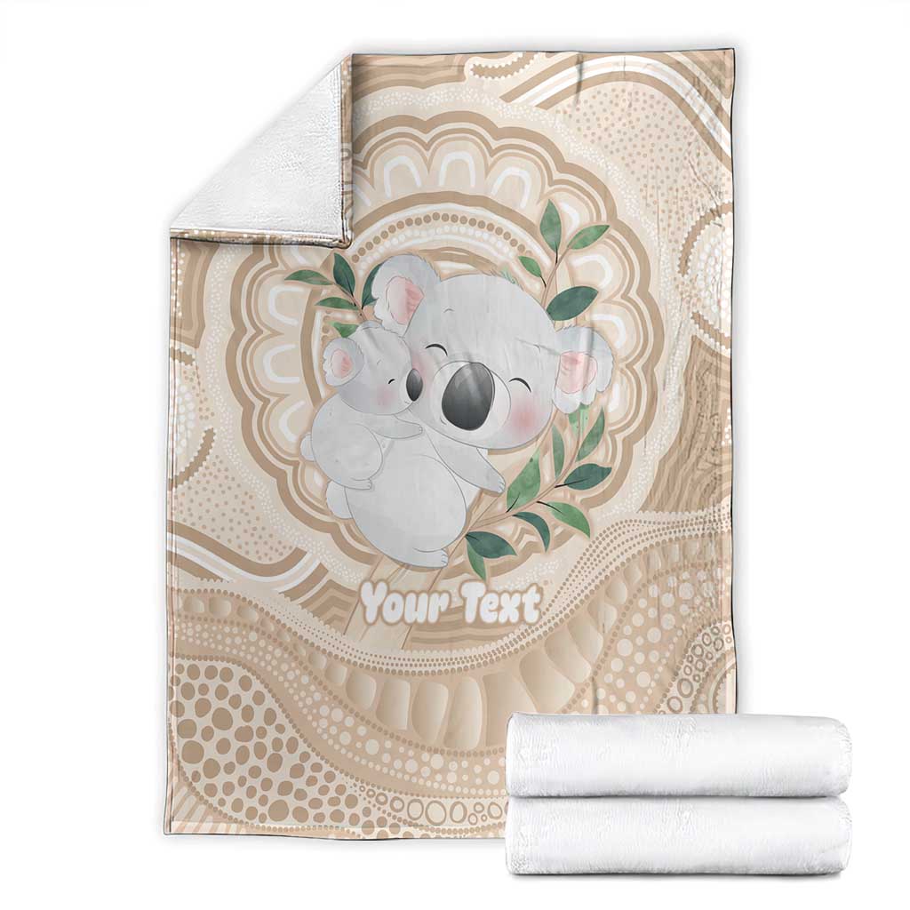 Koala Mum Australia Mother's Day Personalised Blanket Beige Aboriginal Art