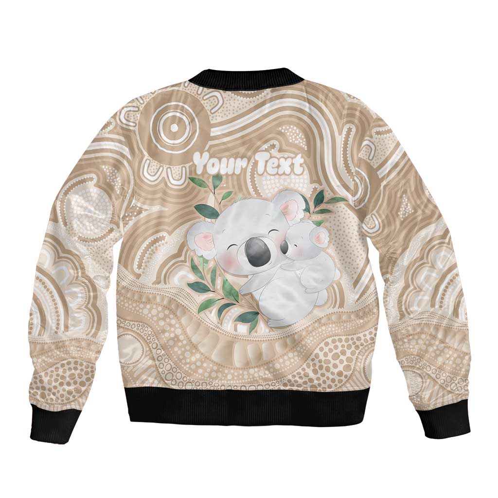 Koala Mum Australia Mother's Day Personalised Bomber Jacket Beige Aboriginal Art