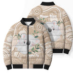 Koala Mum Australia Mother's Day Personalised Bomber Puffer Jacket Beige Aboriginal Art
