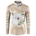 Koala Mum Australia Mother's Day Personalised Button Sweatshirt Beige Aboriginal Art