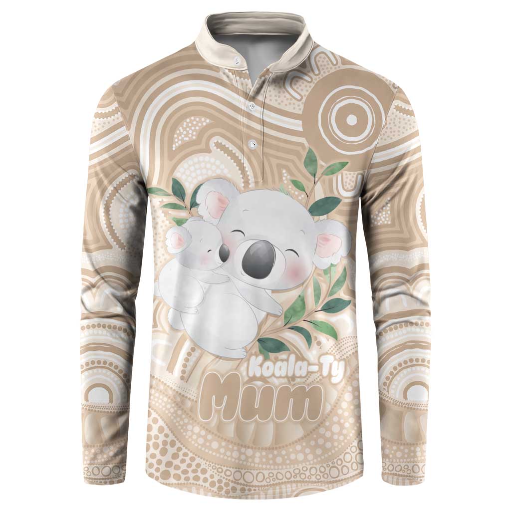 Koala Mum Australia Mother's Day Personalised Button Sweatshirt Beige Aboriginal Art