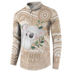 Koala Mum Australia Mother's Day Personalised Button Sweatshirt Beige Aboriginal Art