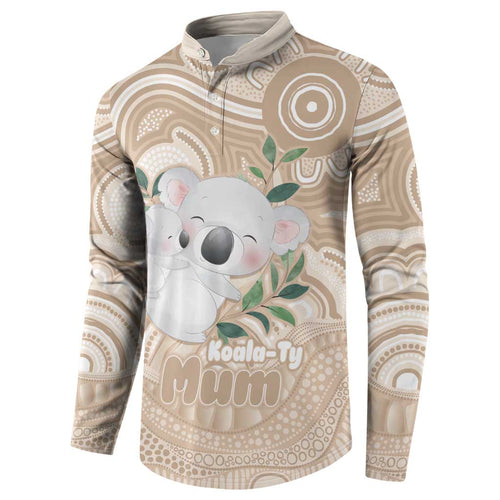 Koala Mum Australia Mother's Day Personalised Button Sweatshirt Beige Aboriginal Art