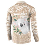 Koala Mum Australia Mother's Day Personalised Button Sweatshirt Beige Aboriginal Art