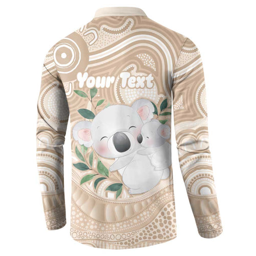 Koala Mum Australia Mother's Day Personalised Button Sweatshirt Beige Aboriginal Art