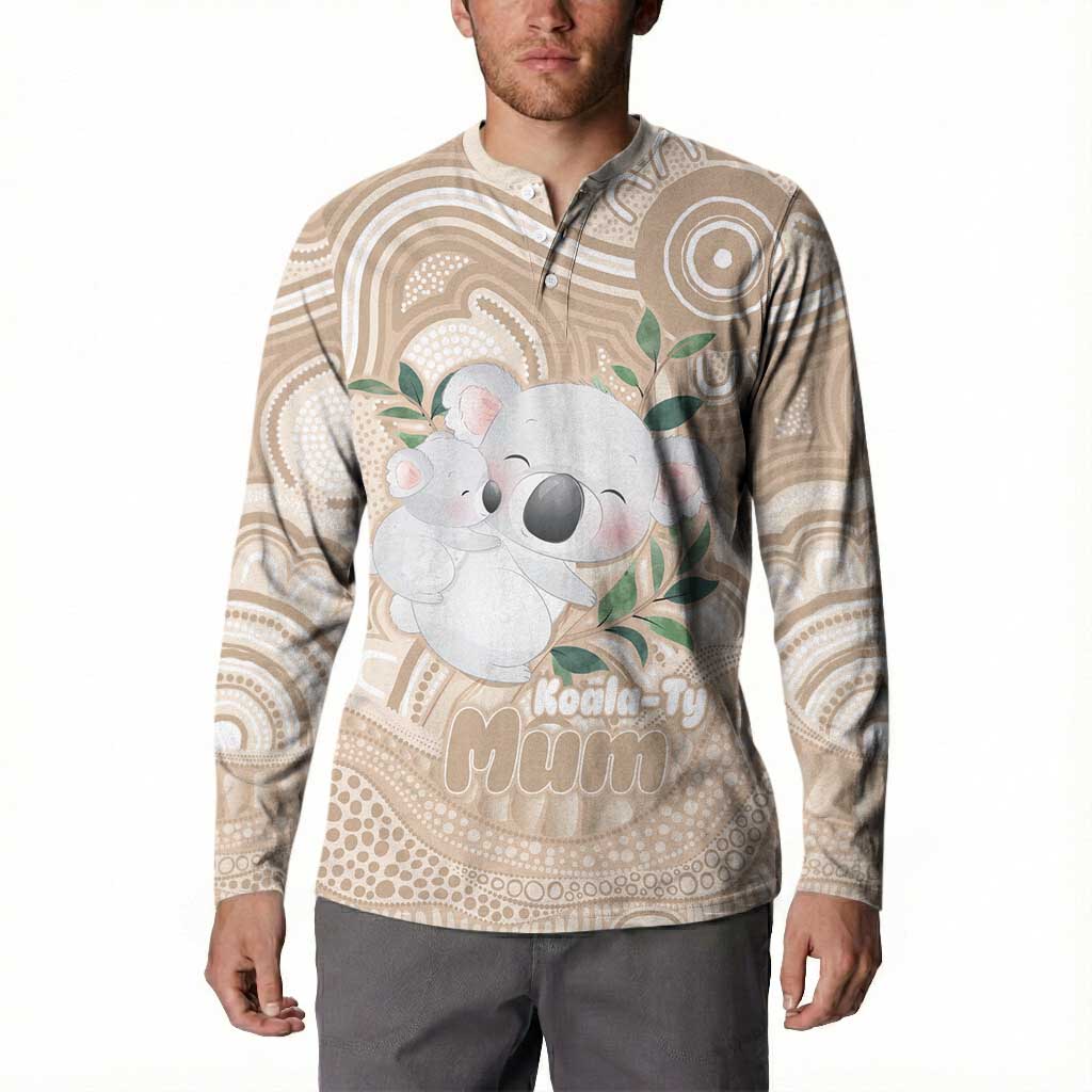 Koala Mum Australia Mother's Day Personalised Button Sweatshirt Beige Aboriginal Art