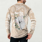 Koala Mum Australia Mother's Day Personalised Button Sweatshirt Beige Aboriginal Art