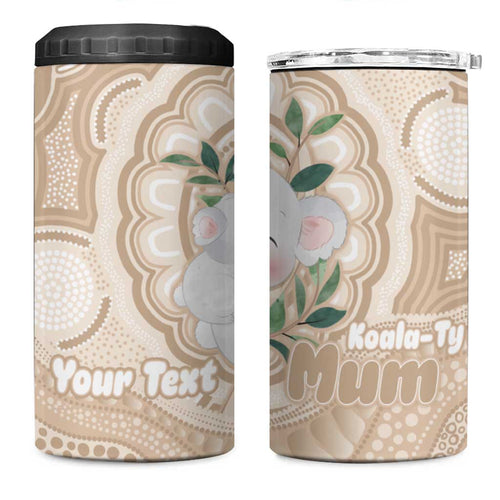 Koala Mum Australia Mother's Day Personalised 4 in 1 Can Cooler Tumbler Beige Aboriginal Art