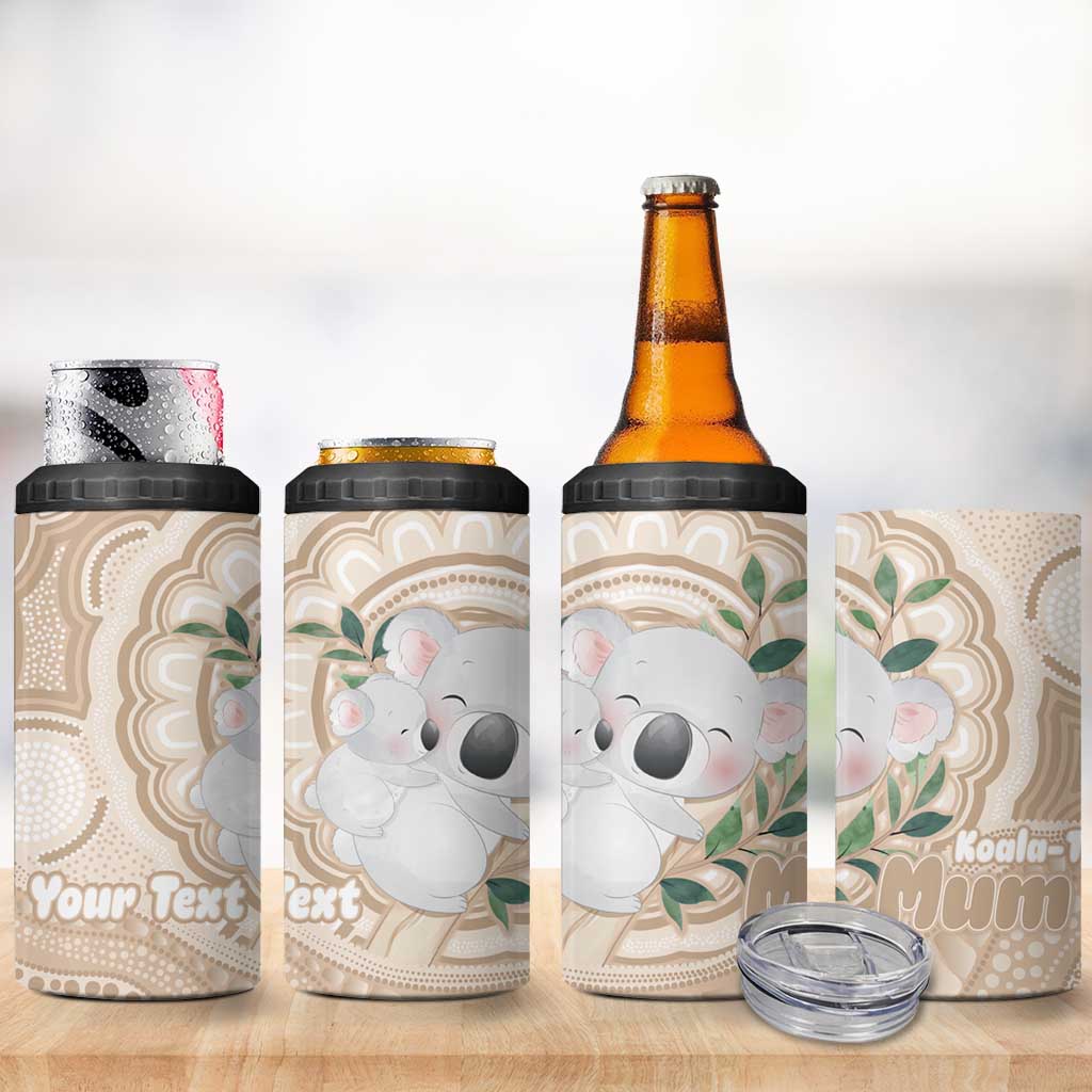 Koala Mum Australia Mother's Day Personalised 4 in 1 Can Cooler Tumbler Beige Aboriginal Art