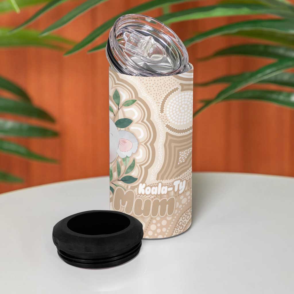 Koala Mum Australia Mother's Day Personalised 4 in 1 Can Cooler Tumbler Beige Aboriginal Art