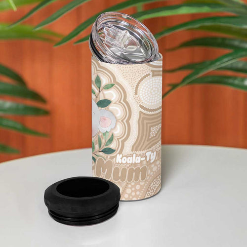 Koala Mum Australia Mother's Day Personalised 4 in 1 Can Cooler Tumbler Beige Aboriginal Art