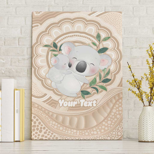 Koala Mum Australia Mother's Day Personalised Canvas Wall Art Beige Aboriginal Art