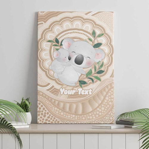 Koala Mum Australia Mother's Day Personalised Canvas Wall Art Beige Aboriginal Art