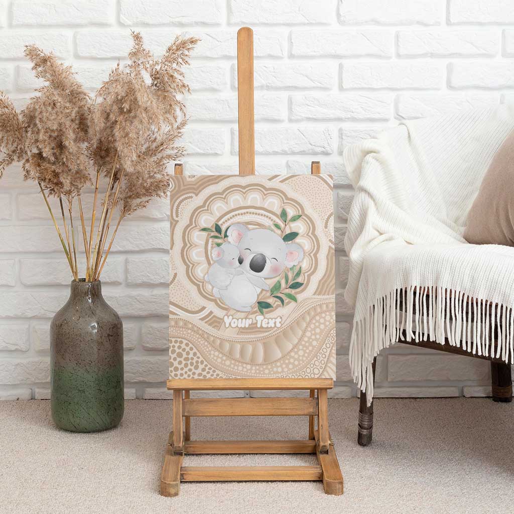 Koala Mum Australia Mother's Day Personalised Canvas Wall Art Beige Aboriginal Art
